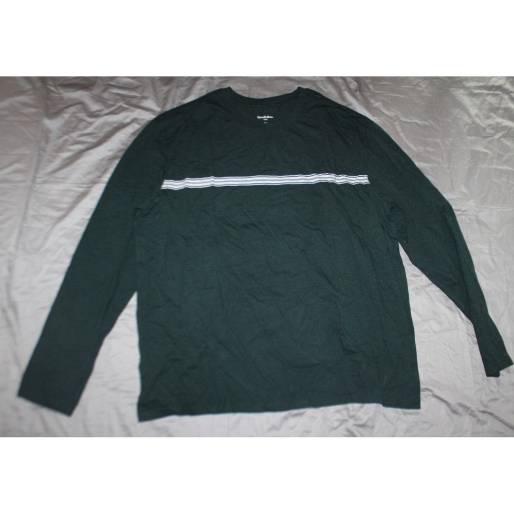 Men's Goodfellow & Co Shirt Long Sleeve Tee T-Shirt Crew Striped green XXL